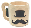 Vaso Decorativo Bigote Para Regalo 13x12 Cm   Madera