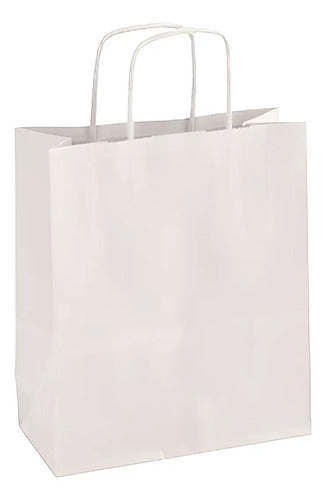 Bolsa Papel Blanco Con Manija 90gr 16x20x8 Cm X 300 Pcs Blanco Manija