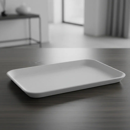 Bandeja Desechable Icopor 25.5x17.5cm #9 X 50 Unidades Blanco