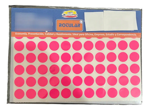 Rotulo Adhesivo Redondo Fucsia 1.3 Cm X 308 Pcs - 12 Packs Fucsia