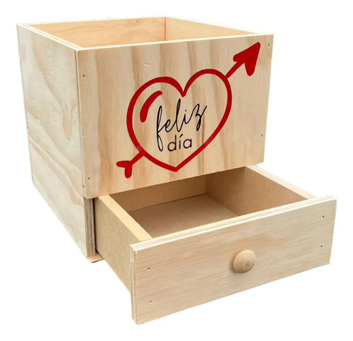 Caja De Madera Para Regalo Ancheta Amor Y Amistad 20x20x18cm Madera
