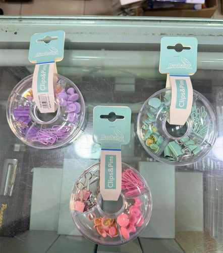 Kit De Oficina 4 En 1 Pastel (clip, Ganchos Y Tachuelas) Pastel