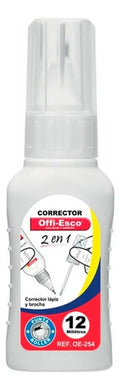 Corrector Líquido 2 En 1 Offi Esco 12ml Punta Lápiz Y Brocha