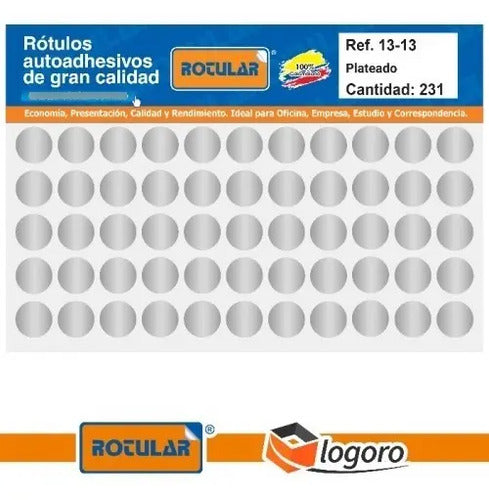 Rotulo Adhesivo Redondo Plateado 1.3 Cm X 308 Pcs X 3 Packs Plata