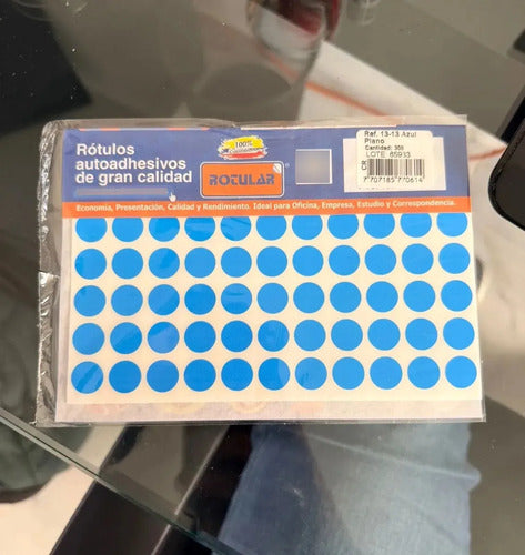 Rotulo Adhesivo Redondo Azul 1.3 Cm X 308 Pcs  Azul