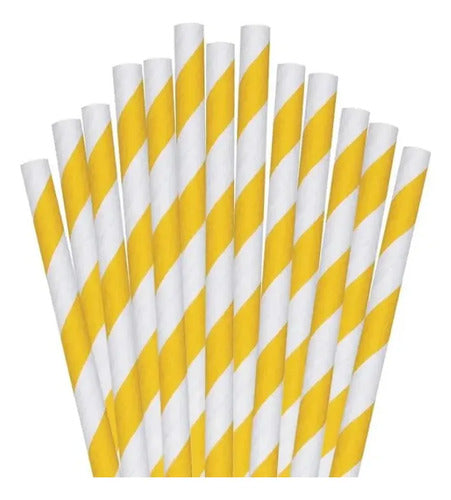 Pitillo Papel Diámetro 8mm X Largo 20cm Amarillo - 200 Pcs Amarillo