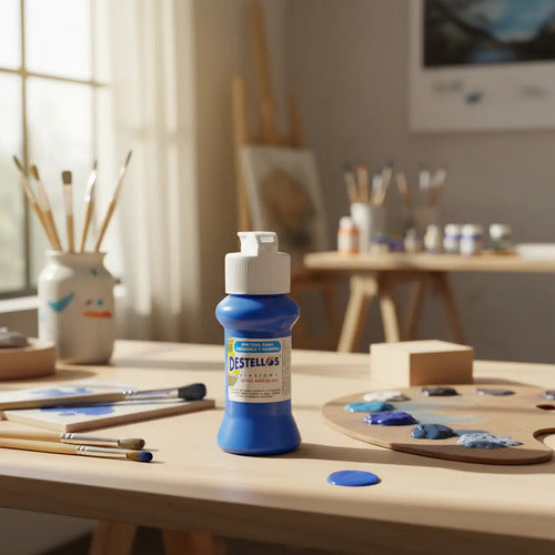 Pintura Cerámica Y Madera Destellos Color Azul Primario