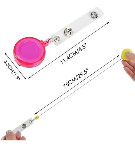 Yoyo Retráctil Porta Carnet Fucsia X 12 Unidades