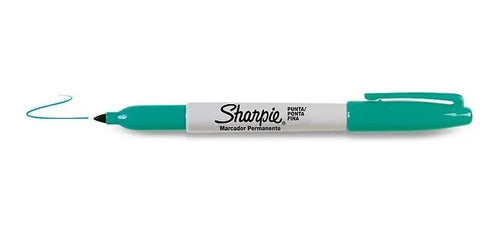 Sharpie Verde Oscuro Permanente Punta Fina X 4 Unidades