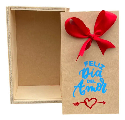 Caja Tapa Corrediza Madera Regalo Amor Y Amistad 25x15x9.5cm Madera Amor Y Amistad