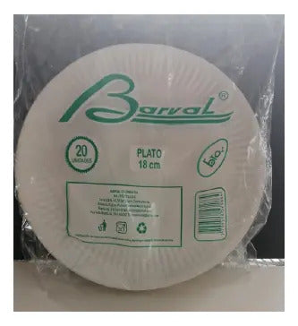 Plato Papel Ecológico Redondo Blanco  18cm X 20 Unidades Blanco