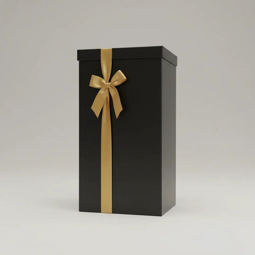 Caja Cartón De Lujo Forrada En Vinilo Negro 35x18x18cm Negro