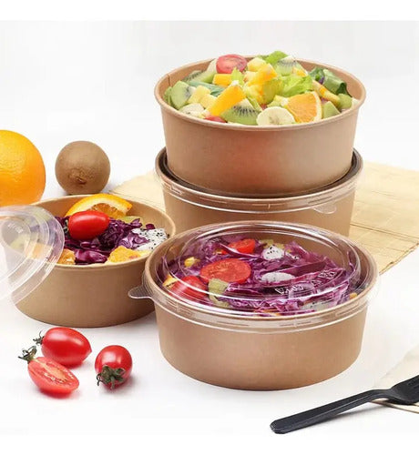 Bowl Kraft 44oz - 184x70mm Con Tapa  X 50 Unidades Kraft