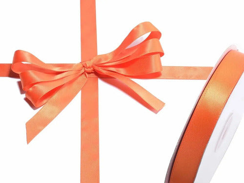 Cinta Naranja Raso Tela Satín Moños 50 Mts X 1.2 Cm  Naranja