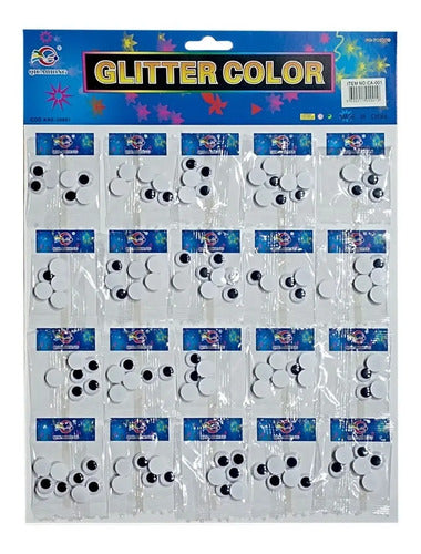 Cartón De Ojos Móviles Negros Para Manualidades X 20 Sobres
