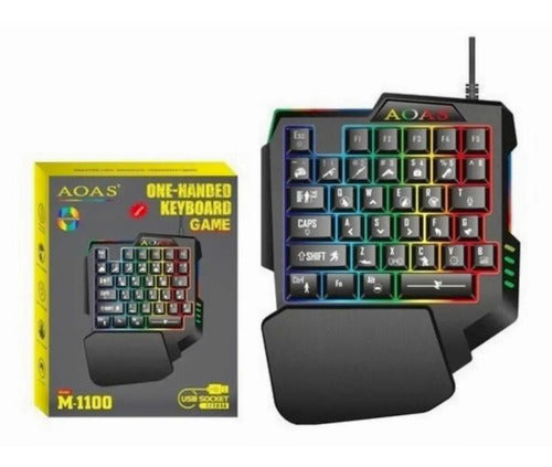 Teclado Gamer Aoas M-1100 Mecánico Qwerty Retroiluminado Rgb Antisalpicaduras Negro Español