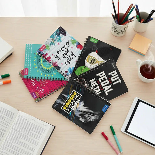 Cuaderno Grande Argollado Cuadriculado 80 Hjs X 6 Unidades