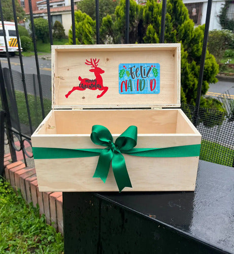 Caja Decorativa Cofre Madera Regalo Navidad 30x15x15 Cm Madera Navidad