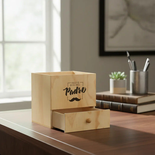 Caja Madera Para Regalo Ancheta Día Del Padre 20x20x18cm Madera