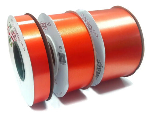 Cinta Naranja Decorativa Papel Para Moños 45 Mts X 2.5 Cm Naranja