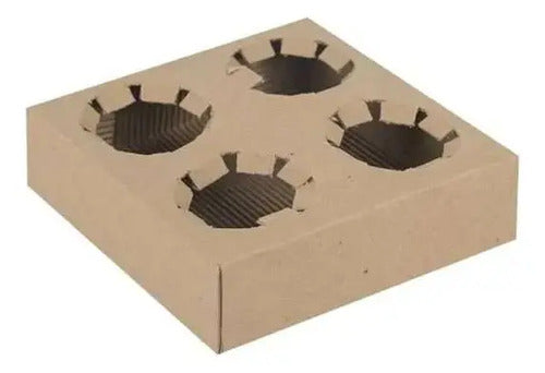 Portavasos En Cartón Kraft De 4 Vasos X 15 Unidades Portavasos Kraft