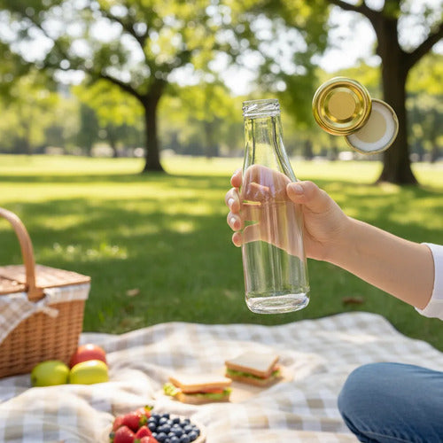 Botellas De Vidrio 358 Ml Con Tapa X 4 Unidades Transparente