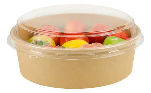Bowl Kraft 16 Oz - 148x49mm Con Tapa  X 25 Unidades Kraft