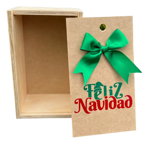 Caja Tapa Corrediza Madera Regalo Navidad 25x15x9.5 Cm Madera