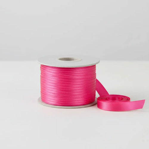 Cinta Fucsia Raso Tela Satín Moños 100 Mts X 3mm Fucsia 3mm