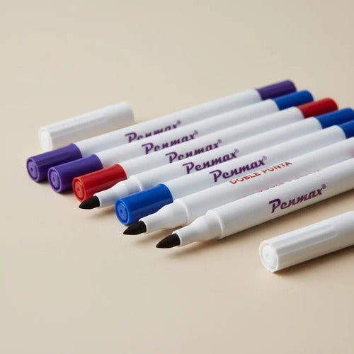 Marcador Plumón Doble Punta Penmax X 18 Colores