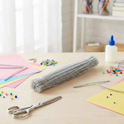 Chelines Metalizados Color Plateado 30cm X 100 Pcs