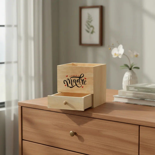 Caja Madera Para Regalo Ancheta Día De La Madre 20x20x18cm Madera