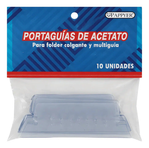 Portaguia Plástica Para Folder/carpeta X 10 Unidades Transparente