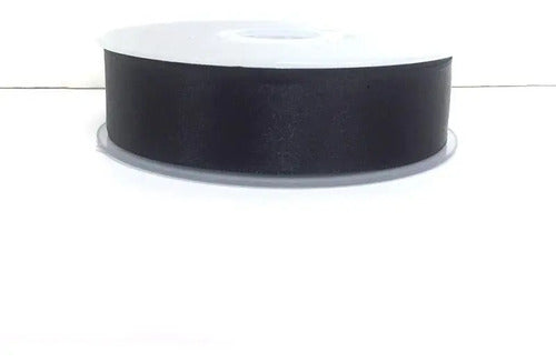 Cinta Negra Raso Tela Satín Moños 25 Mts X 3.5 Cm  Negro