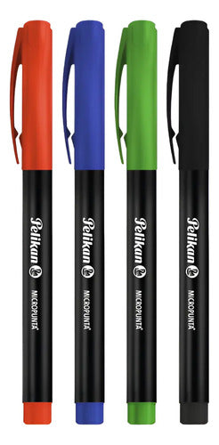 Micropunta Pelikan Surtido X 4 Negro, Verde, Rojo, Azul