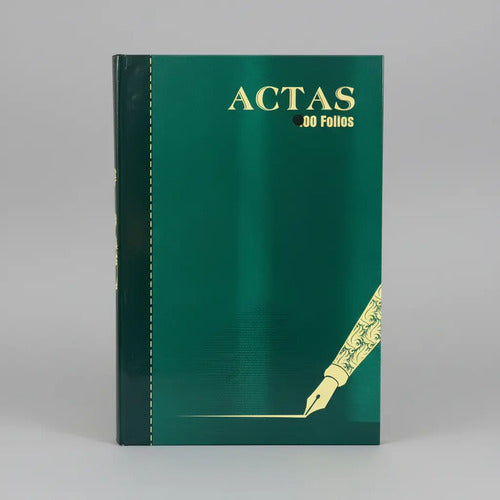 Libro De Actas 400 Folios 200 Hojas Verde