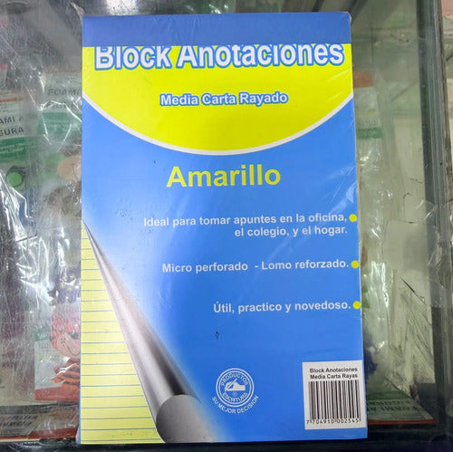 Block 1/2 Carta Apuntes Rayado X 50 Hojas - 6 Unidades
