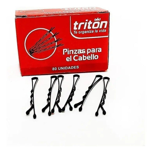 Pinza O Gancho Para El Cabello Triton X 80 Unidades Negro