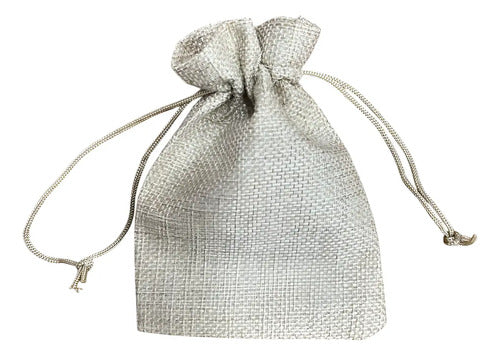 Bolsa De Yute Con Cierre 13x9 Cm - 12 Unidades Beige Yute