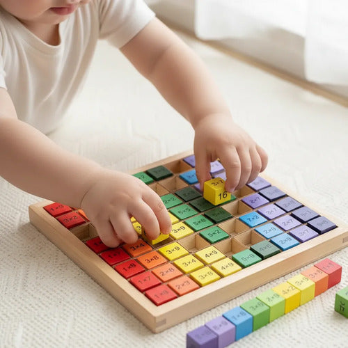 Juego Didactico Bloques Madera Tablas De Multiplicar Colorido