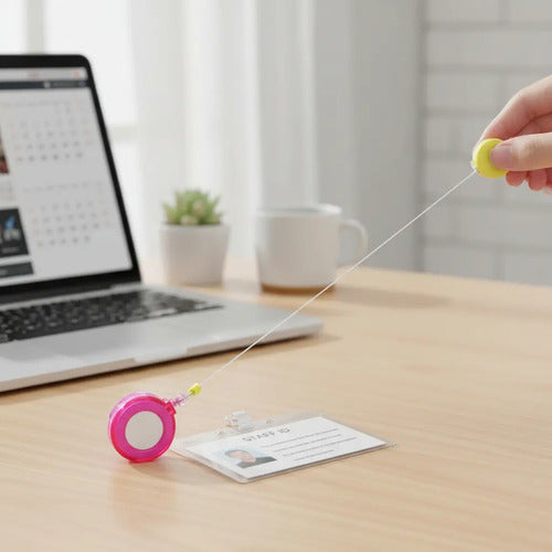 Yoyo Retráctil Porta Carnet Fucsia X 12 Unidades