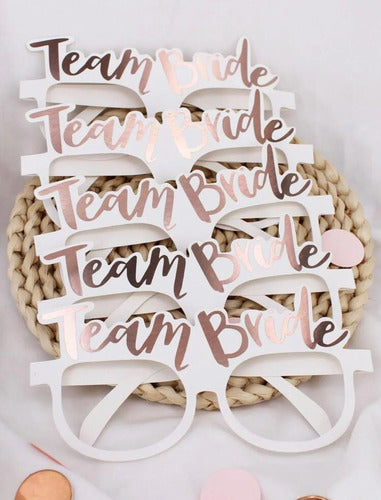 Gafas De Papel Despedida De Soltera/damas De Honor X 6 Pcs Rosa Team Bride