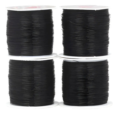 Rollo Nylon Elástico Negro 0.6mm X 100 Mts Negro