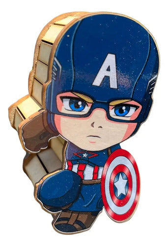 Caja Decorativa Forma De Capitan America Regalo 19x10x6cm  Mdf Capitán América