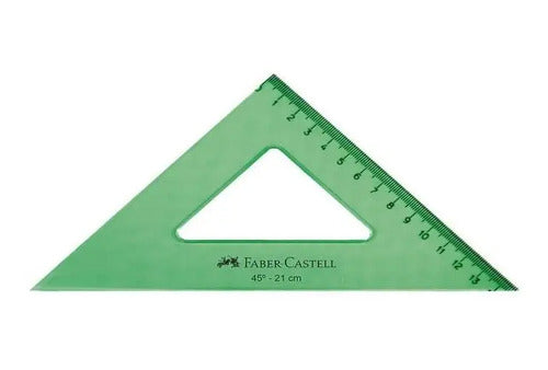Escuadra Plástica 45° X 21 Cm  Faber Castell X 6 Unidades