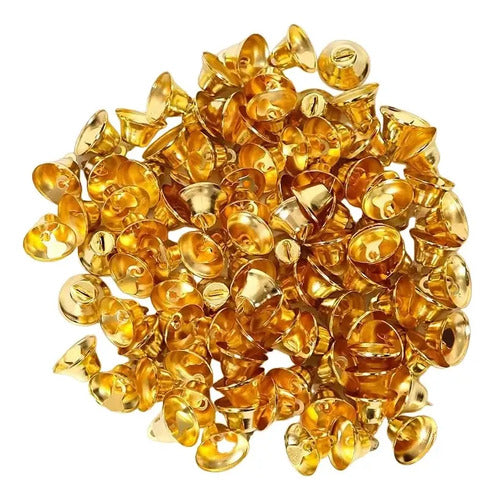 Campana Pequeña Decorativa Dorada 2cm X 100 Unidades