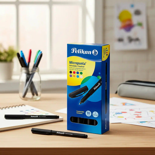 Micropunta Pelikan Negro X 10 Unidades  Negro