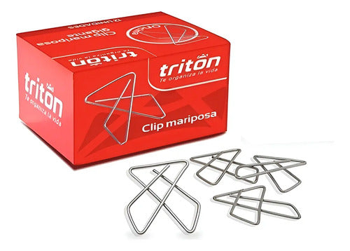 Clip Mariposa Triton 3 Cajas X 50 - Total: 150 Und Gris