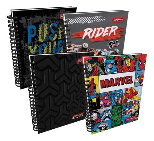 Cuaderno 5 Materias Grande Argollado Hombre  150 Hojas