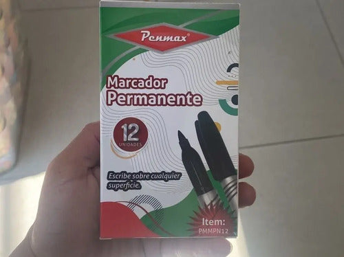 Marcador Permanente Negro Punta Fina Penmax X 12 Und